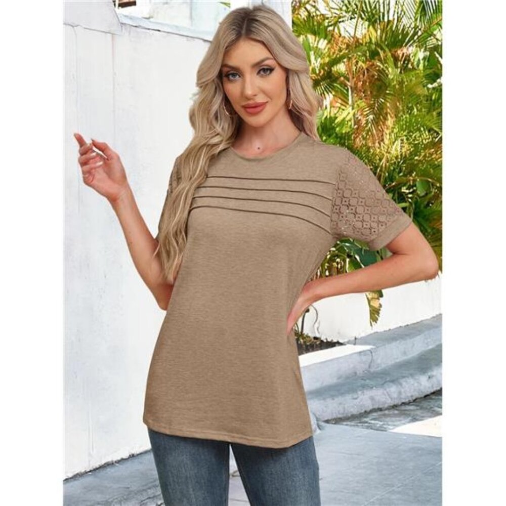 2PCS Womens Tops Casual Crewneck - Picture 5 of 6